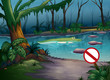 A crocodile in the jungle