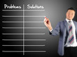 Business man writing problem and solution