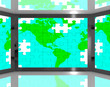 Map Of America On Screen Showing American Television's Shows
