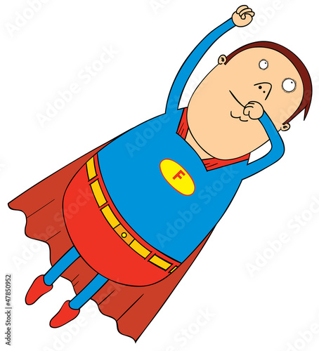 Vector: flying fat super hero flying fat super hero