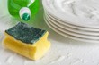 Washing glasses and plates with detergent and water