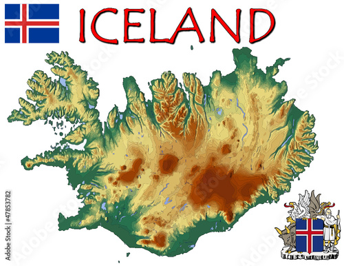 Vector: Iceland Europe national emblem map symbol motto Iceland Europe national emblem map symbol motto