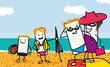 Vektor: Vacances d'été en famille à la plage Vacances d'été en famille à la plage