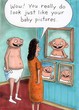 Man looks like baby in wall photos