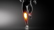 Running man with knee joint detail anterior view