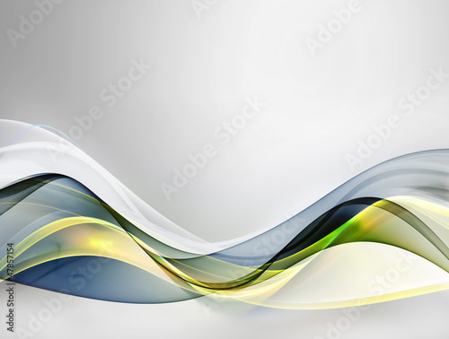 Illustration: Elegant green and blue light waves Elegant green and blue light waves