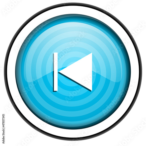 Illustration: prev blue glossy icon isolated on white background prev blue glossy icon isolated on white background