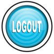 logout blue glossy icon isolated on white background