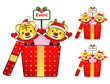 Tiger Santa Claus and deer mascot the event activity. Christmas