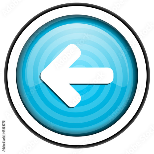 Illustration: arrow left blue glossy icon isolated on white background arrow left blue glossy icon isolated on white background