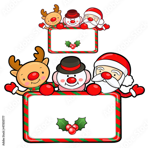 Vector: Santa Claus and deer mascot the event activity. Christmas Charac Santa Claus and deer mascot the event activity. Christmas Charac