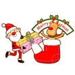 Santa Claus and deer mascot the event activity. Christmas Charac