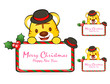 Tiger Santa Claus and deer mascot the event activity. Christmas