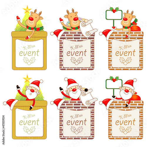 Vector: Santa Claus Mascot using a variety of banner designs. Christmas Santa Claus Mascot using a variety of banner designs. Christmas