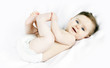 Portrait of a cute little baby on a white background