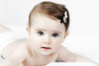 Portrait of a cute little baby on a white background