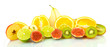 Sliced fruits isolated on white