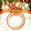 Christmas background with balls and pine tree