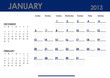 Monthly calendar for 2013 year - January. Start on Sunday.