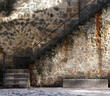 Stone wall and stairs background