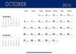Monthly calendar for 2013 year - October. Start on Sunday.