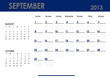 Monthly calendar for 2013 year - September. Start on Sunday.
