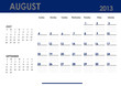 Monthly calendar for 2013 year - August. Start on Sunday.
