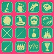 magic wizard icon set pink green