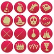 magic wizard icon set red