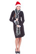 cheerful Santa-girl in business suit