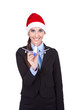 stewardess with Santa hat