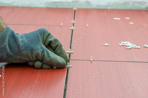 Photo: Tiler's hand Tiler's hand