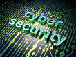 Security concept: circuit board with word cyber security