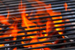 barbecue with flames and copy space