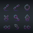 technology icons and signs in modern neon style