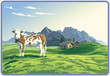 Vector: Mountain landscape with cow. Mountain landscape with cow.