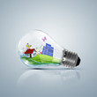 Lamp bulb with clean nature symbol inside