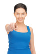 beautiful woman pointing her finger