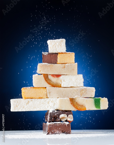 Photo: Christmas tree made of nougat Christmas tree made of nougat