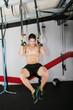 Ring dip crossfit exercise.