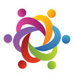 Teamwork people around in a hug logo vector