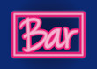 Bar neón sign vector pink