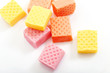 Photo: colorful fruit caramel candy close-up on white background colorful fruit caramel candy close-up on white background