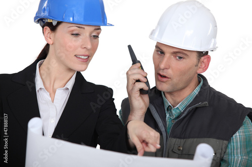 Photo: Architect with a walkie talkie Architect with a walkie talkie