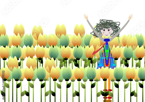 Illustration: bambina in un prato bambina in un prato