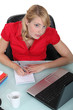 Secretary working at her desk