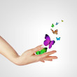 Photo: Hands releasing butterflies Hands releasing butterflies