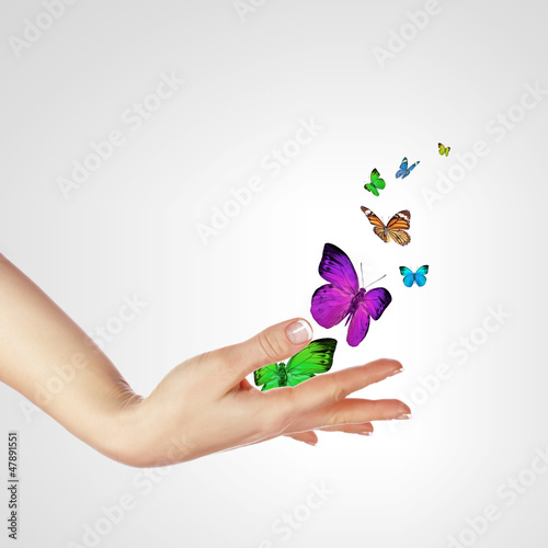 Photo: Hands releasing butterflies Hands releasing butterflies