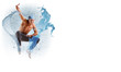 young man dancing hip hop with color lines