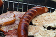 barbecue with delicious grilled meat on grill